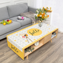 Nordic fresh yellow tea table lid cloth double pockets containing cotton linen table cloth waterproof and dust-proof stay-at-home fabric table cloth
