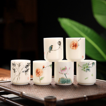 Hand-painted tea cup ceramic master cup goat jade porcelain kung fu tea set household tea cup single Dehui white porcelain tea cup