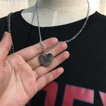 Hand-made retro Joker European and American ins Same Love Heart Shaped Heart old silver letter necklace for men and women