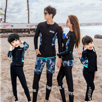 Parent-child sunscreen quick dry couple men and women diving suit split long sleeves long pants swimsuit warm spring water jellyfish snorkeling