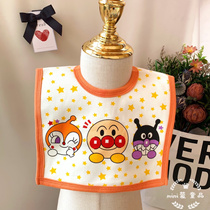 ins Nordic cotton baby bib waterproof square baby saliva towel cartoon face Super bib cotton food bag