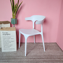 ins Nordic creative net red cafe plastic stackable chair armrest dining chair space-saving desk computer chair