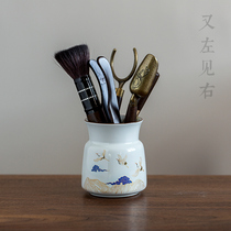 Jingdezhen Handmade Xianghe Tea Road Six Suits Kung Fu Tea With Black Sandalwood Solid Wood Tea Set Accessories 6 Gentlemen