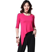 Promotional belly dance practice clothes female modal cotton top modern dance clothes beevel mid-sleeve dance clothes yoga big
