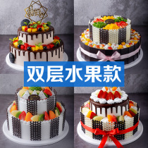 Double European fruit cake model 2021 new net red birthday fake cake plastic sample