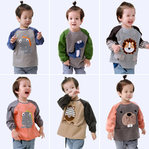 Hosibe Children Long Sleeve Hood Clothing Waterproof Eating Clothes Baby Kindergarten Big Code Hood Clothes Pure Cotton Sleeveless Painting Clothes
