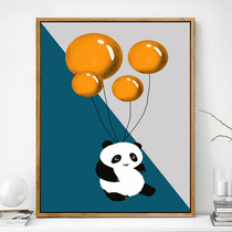 Digital oil painting diy childrens hand painted oil color painting cute panda simple coloring digital painting living room decoration hanging painting