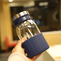 Simple portable water cup bottle business glass cup with filter Tea Cup heat-resistant lid hand cup office high-grade