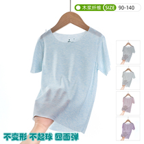 Summer boys and girls mesh t-shirt ultra-thin bamboo fiber children short-sleeved shirt baby breathable half sleeve does not deform 1-7 years old