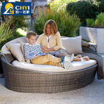 Outdoor sofa bed Villa courtyard beach resort open-air rattan swimming pool garden hotel leisure club