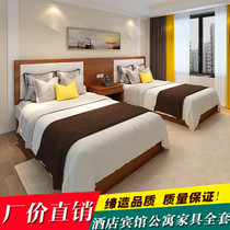 Express hotel furniture standard room bed full set double queen bed single bed hotel apartment rental house TV table combination