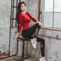 Yoga Suit Sports Suit Women Long Sleeve Sexy Display Slim Speed Dry Coat Beginner Gym Gym Running Outdoor Morning Running Suit