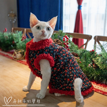 GINGERAIN CAT CLOTHES VINTAGE warm NEW YEAR TEMPERAMENT VEST HAIRLESS CAT DEVON SIAM THICKENED velvet