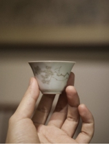 Shu carved Cup antique green glaze ceramic tea cup kung fu tea set Single Cup guest cup tea cup tea cup tea cup