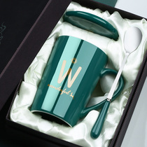 Creative ceramic cup couple coffee cup personality trend men and women drinking cup home teacup mug with lid spoon