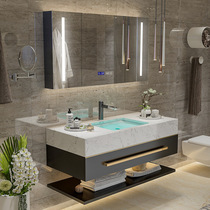 Intelligent bathroom cabinet combination Light luxury double basin Marble under-table wash basin cabinet combination Bathroom cabinet Wash table mirror cabinet