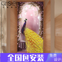 Modern minimalist 3D Peacock porch mural corridor aisle European vertical wallpaper living room background wall wallpaper Wall cloth