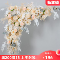 New wedding triangle flower art wedding arrangement background ceremony photo log flower row arch flower row flower row flower Flower road guide flower Flower