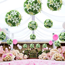 Mall car exhibition hall layout anti-real lily flower grass ball ball ball Hotel hanging festive atmosphere dress
