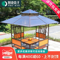 Outdoor Cool Pavilion Courtyard Villa Simple Terrace Garden Design Pavilions Top Iron Art Embalming Wood Moving Sunshine Shed