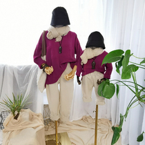 2021 spring new original parent-child costume retro Moren literature and art fan mother and daughter dress loose base shirt personality tide