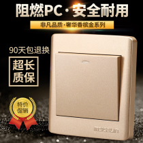 86 type concealed wall switch socket panel single open one open multi-control with fluorescent champagne gold midway switch