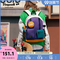 VANWALK backpack female tide high school students schoolbag Korean version of color ins Wind large capacity tide travel backpack men