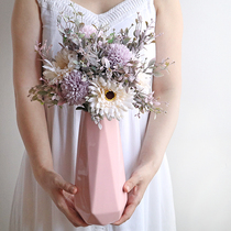 Living Room Dining Room Table Flower and flower Vase Art Vase Large Number Pendulum Fittings Living-room Flower Arrangement Glass Transparent Nordic Simulation Fake Flowers