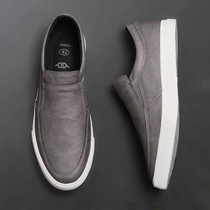 Mens casual leather shoes Korean version Trend One foot pedal Lazy Shoes Spring Autumn Casual Little Leather Shoes Business Men Shoes Lefu Shoes