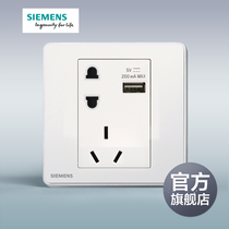 Siemens switch socket Rui Zhi titanium silver frame 10A five-hole panel with USB socket official flagship store