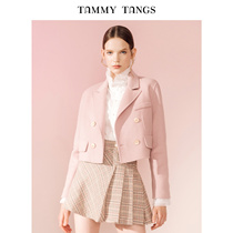 (Shopping mall with the same)sugar force winter new long-sleeved double-breasted short wool double-sided small blazer for women