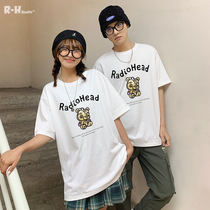 Radiohead white couple T-shirt short sleeves cotton tide brand loose niche summer thin oversize girls