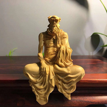 Boxwood carving home office feng shui Zen Buddha statue carving handicraft ornament curl hair enlightenment Dharma