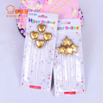Golden love five-pointed star happy birthday creative childrens digital candle party cake decoration golden candle