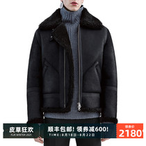  Lambskin thickened jacket hunting fur one-piece leather mens leather handsome sheepskin B3 motorcycle suit 21 winter new