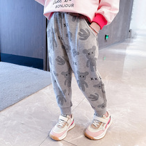 Girl Cartoon Knit Pants Fall 2021 New Children Foreign Air Pants Children Baby Sports Casual Long Pants Autumn Clothing