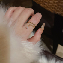Fall winter cute flash diamond elk horn ring niche design sense high fashion light luxury exquisite index finger ring ring ring ring
