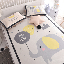 Summer ice silk mat three-piece home washable folding student dormitory single bed cartoon childrens soft mat