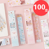 100 HB pencil creative children learning stationery small gift wholesale reward primary school students kindergarten gift