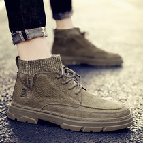 Autumn Martin boots mens high-top shoes mens shoes new leather mid-trendy shoes desert snow boots mens overwear boots