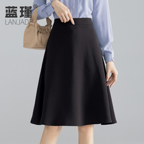 Black Skirt Long Skirt 2021 Spring and Autumn New Pleated Skirt A- line dress Western Skirt Professional Work Skirt