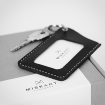 MIKSOLA Card Pack Key buckle 2 clamping sleeve Handsewn real cow leather door Forbidden Card bus cutting sleeve ultra-thin