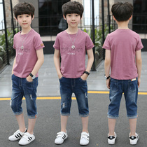 Boy casual suit 78-2-year-old boy summer clothes elementary school boy short sleeve handsome gas summer clothes fried street