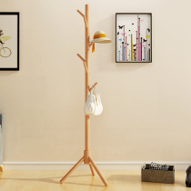 Solid wood coat rack floor-to-ceiling European-style bedroom household hanger Modern bag rack Simple single-pole vertical clothes rack