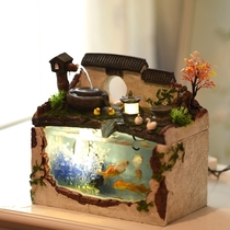 Creative small and medium-sized living room glass goldfish tank rectangular office desktop ecological household lazy aquarium