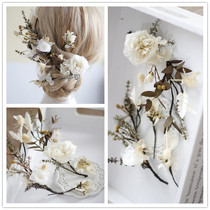 Han-style sweetened bridal bridal wedding photo rice white oostin hand choreotiate branches and dried flower heads flower ornaments