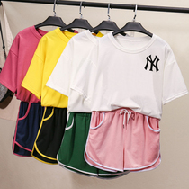 Fashion Suit Women Summer Han Edition Loose Short Sleeve T-shirt Jacket Small Subsportswear Casual Shorts Two-piece Set