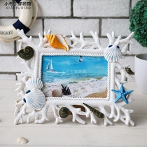 Mediterranean Style resin as an old photo frame Desktop Decorative Pendulum 6 Inch Coral Marine Decoration Swing Table