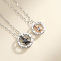 New S star pity couple necklace Female simple letter circle pendant fashion creative clavicle chain