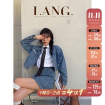 Spot Barbie denim suit female summer thin fried street Korean short denim skirt A- line dress two-piece set